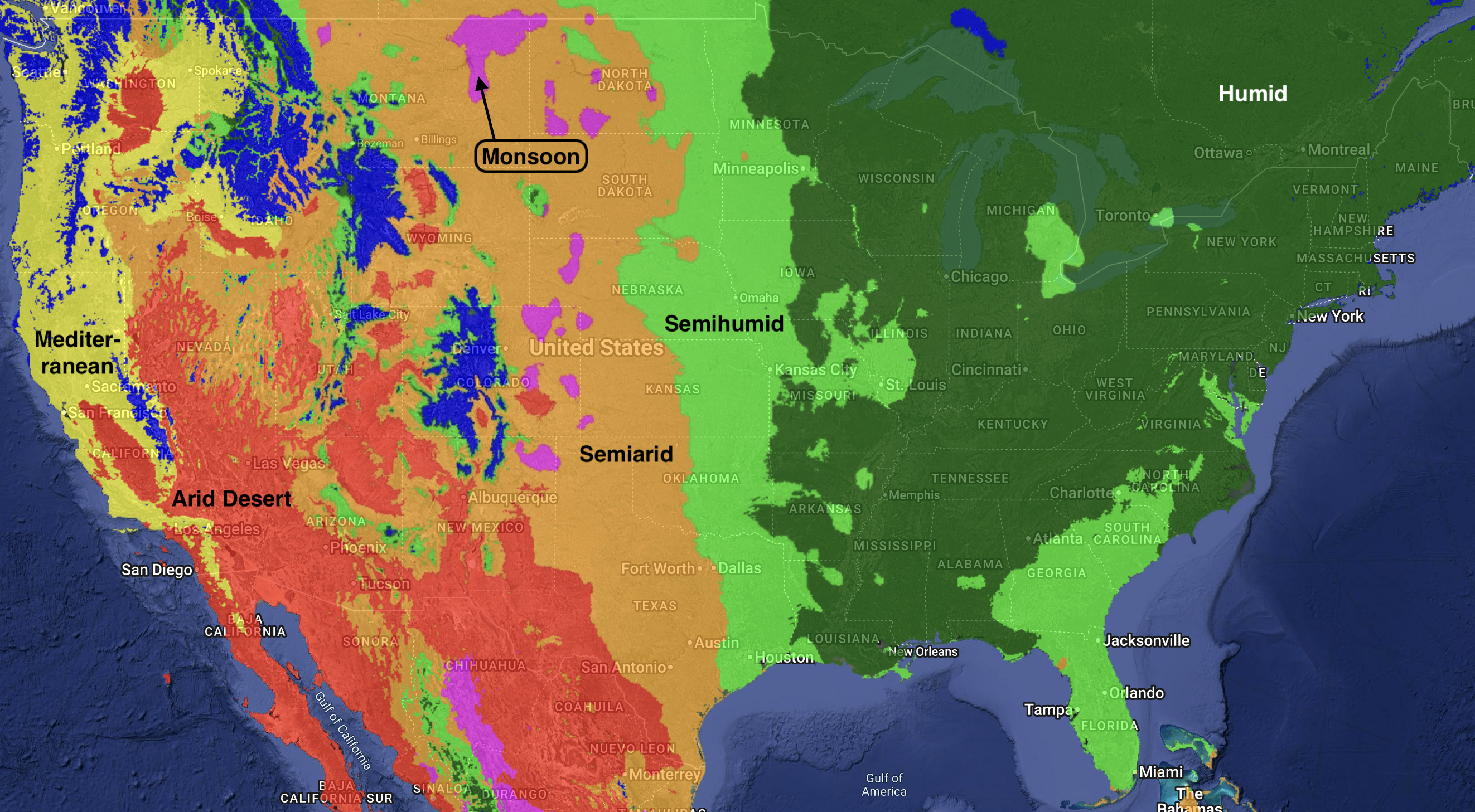 USA Aridity map
