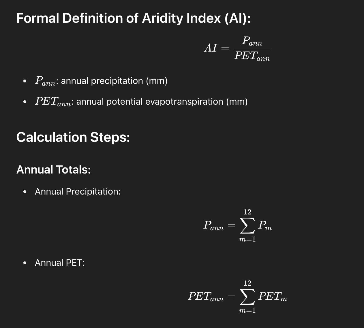 Formal aridity classification of climates part one