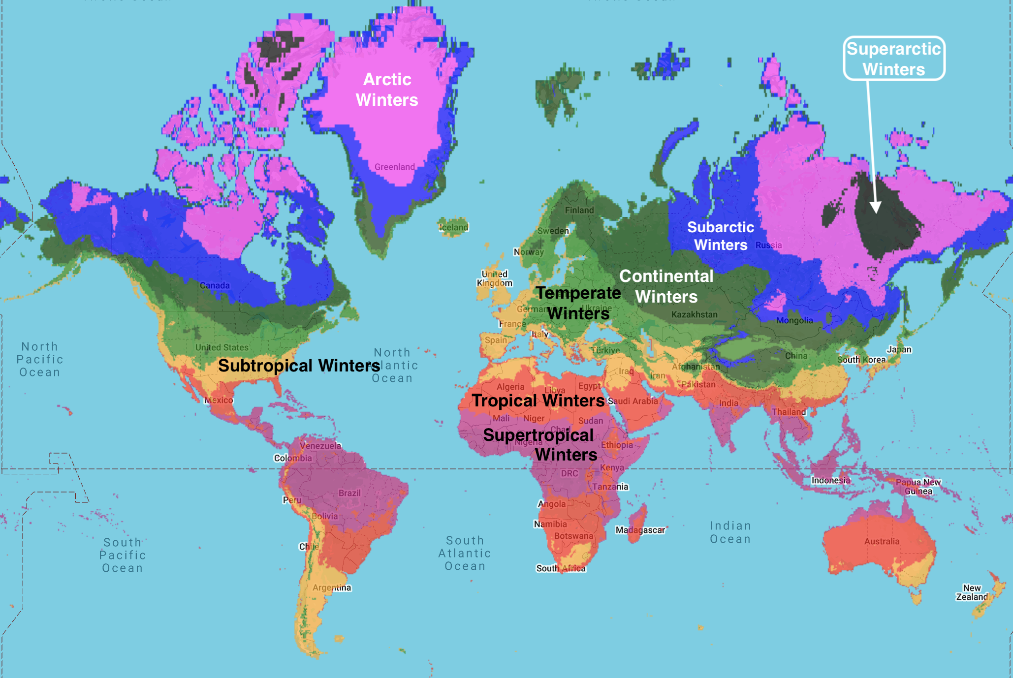 World Winter map