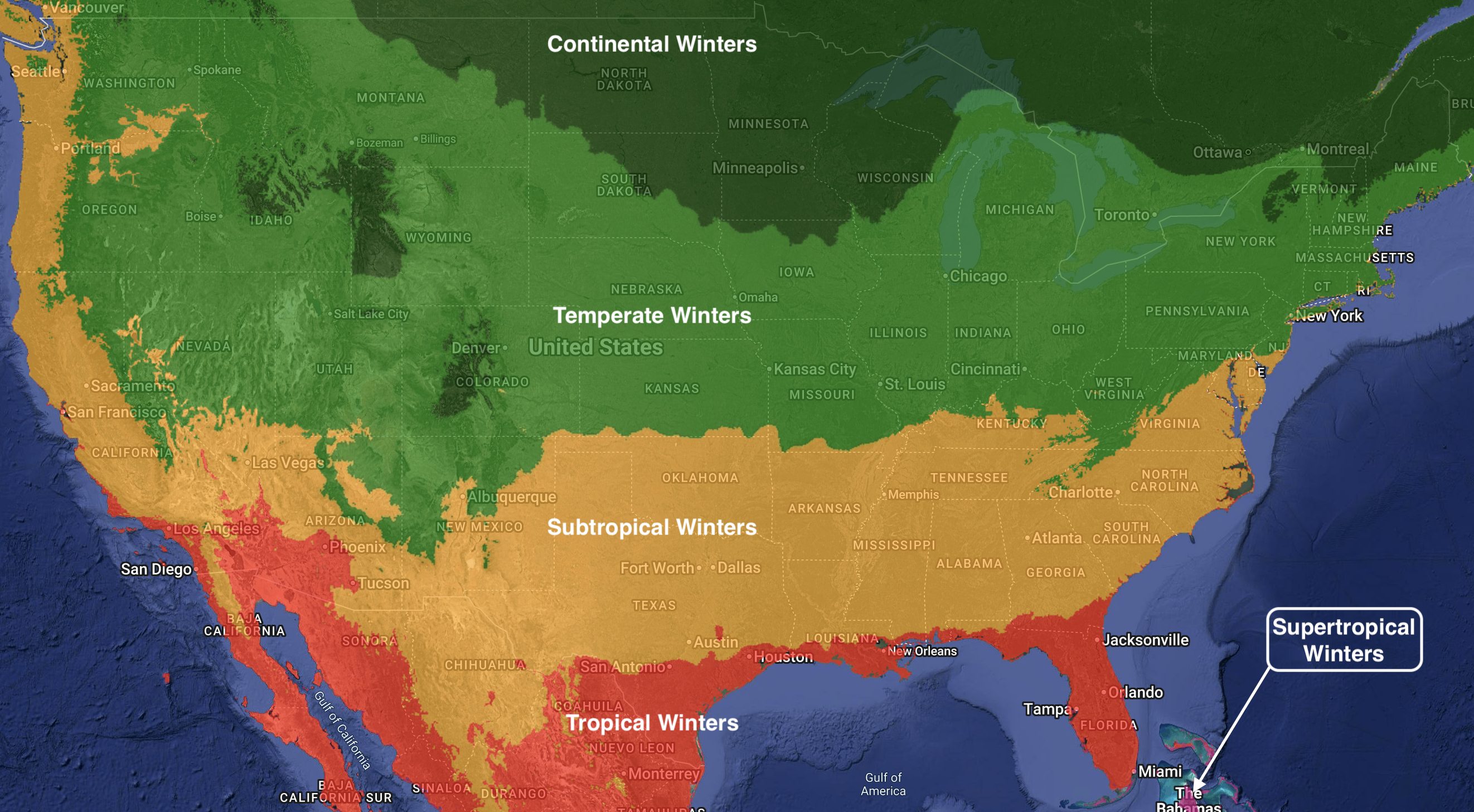 USA Winter map