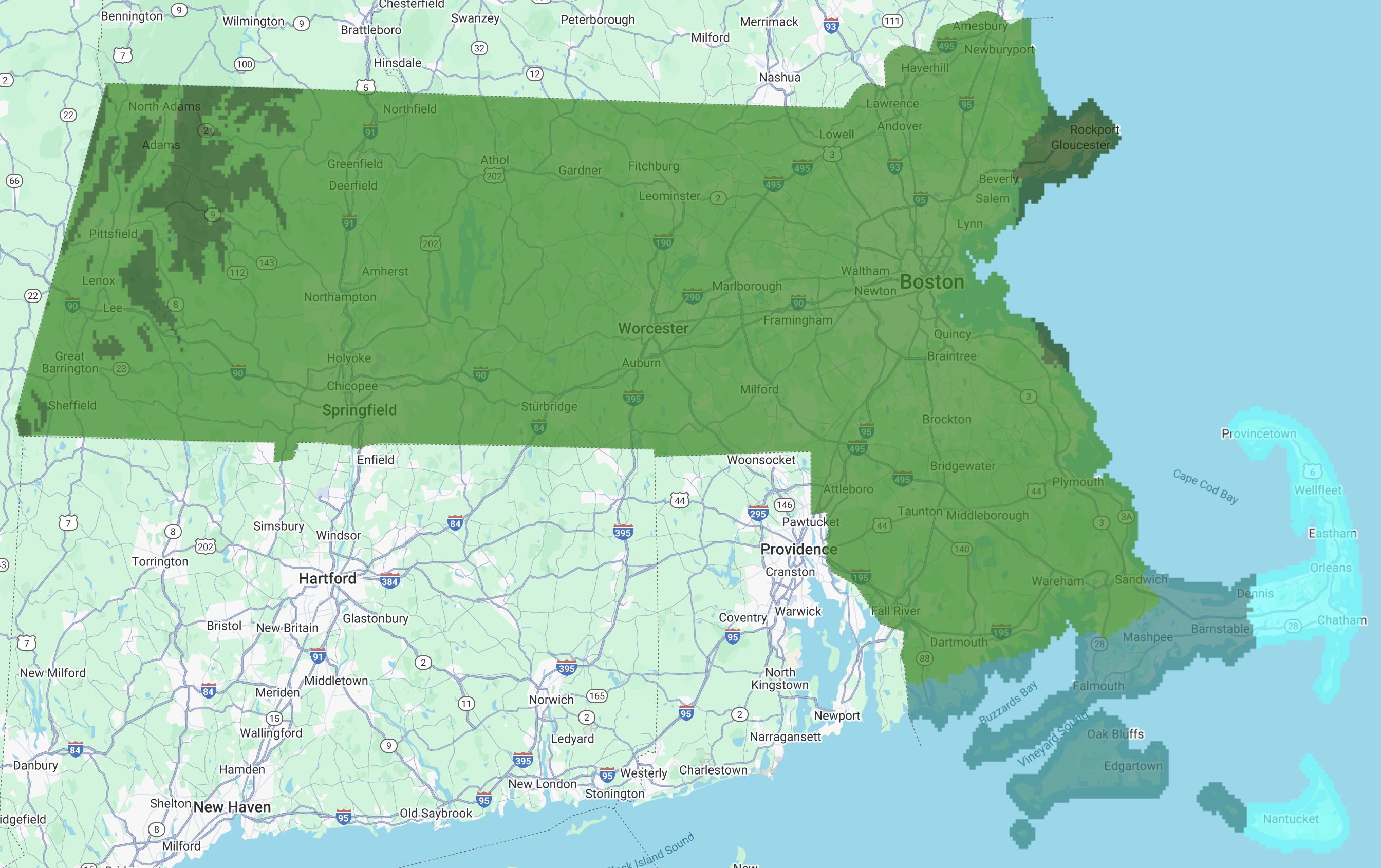 1981 - 2010 Massachusetts map