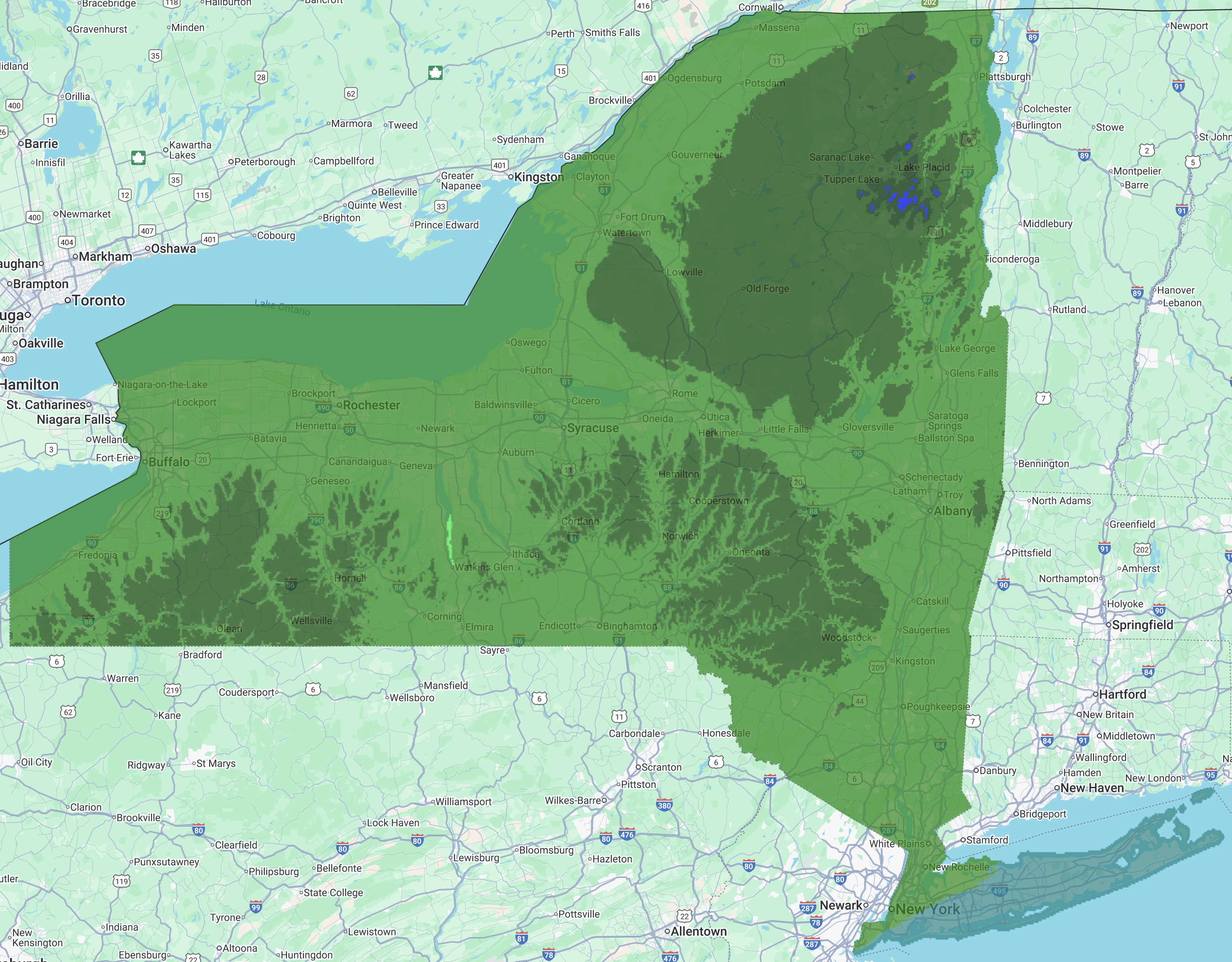 1981 - 2010 New York map