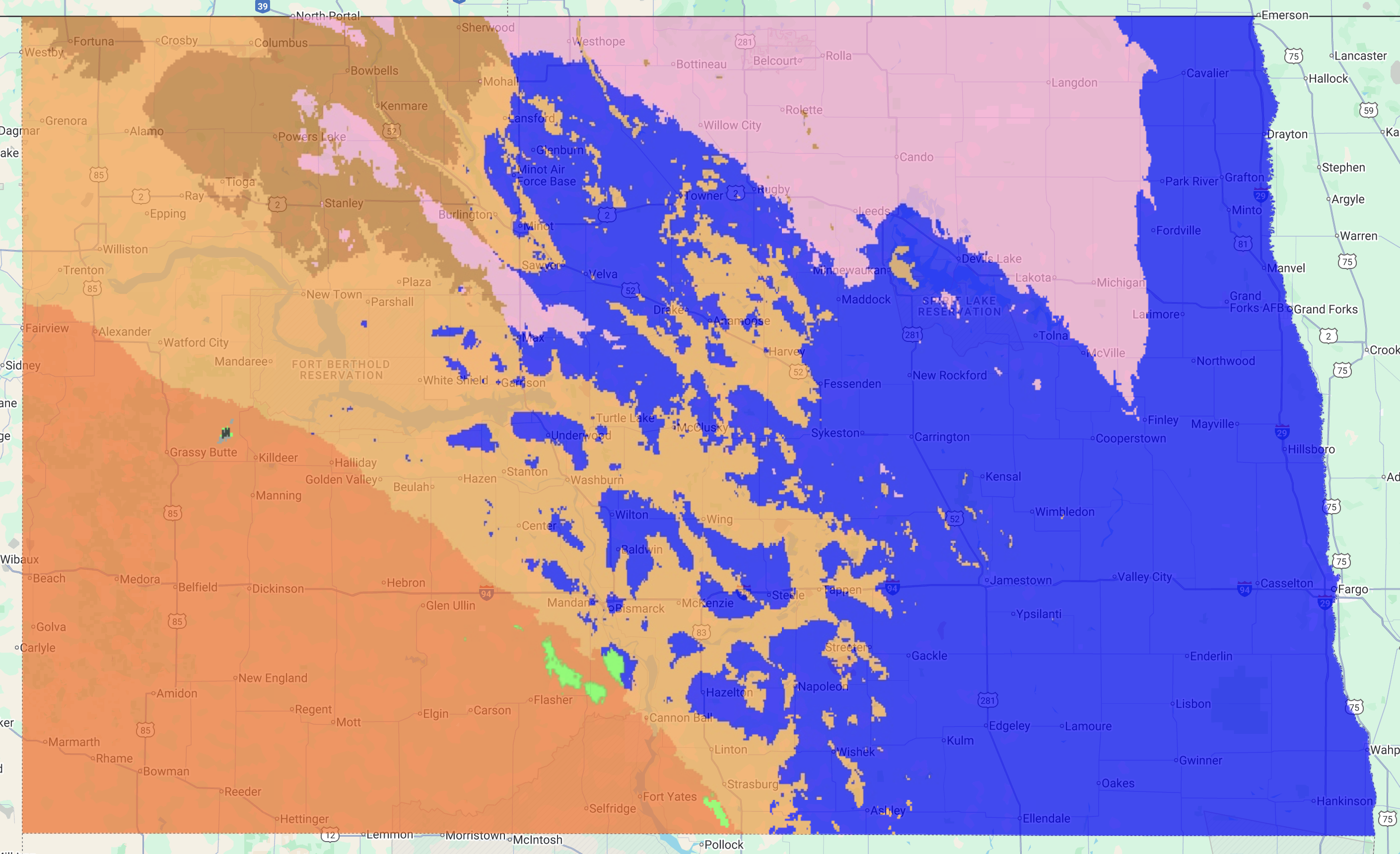 1981 - 2010 North Dakota map