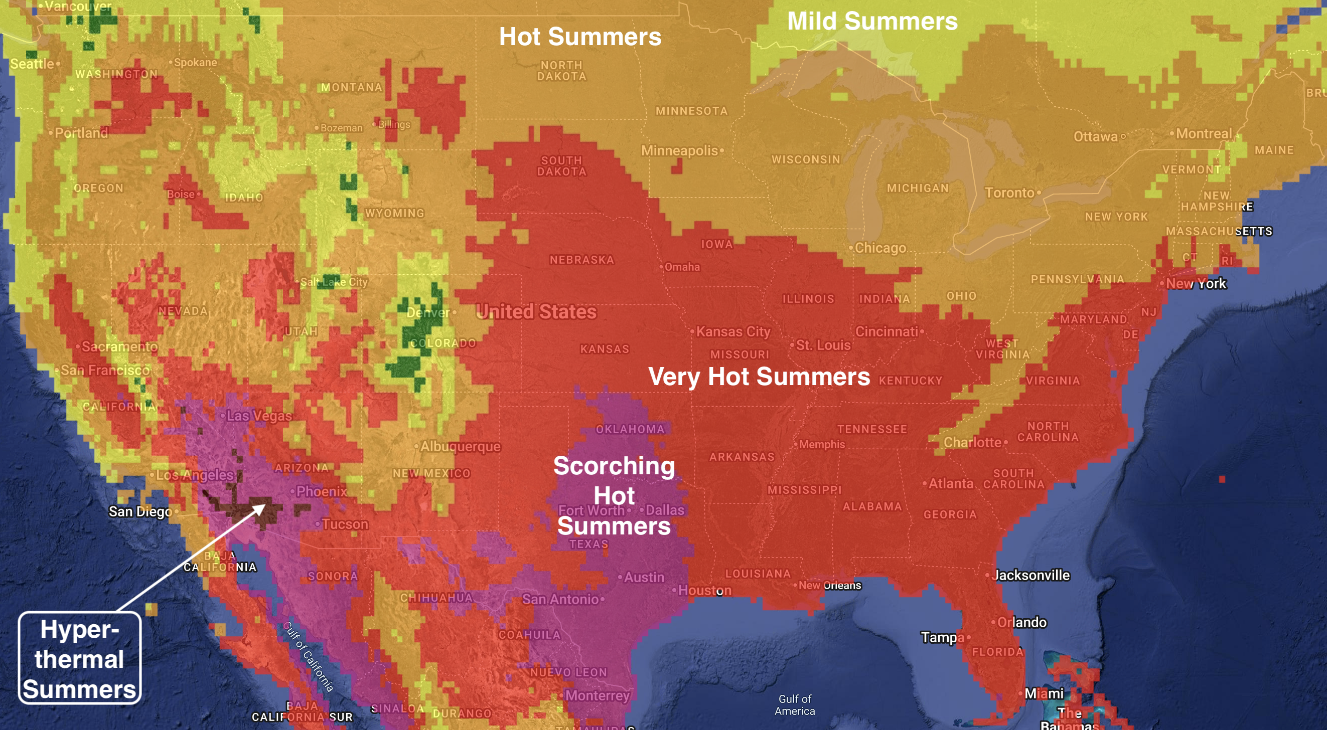 World Summer map for 2025