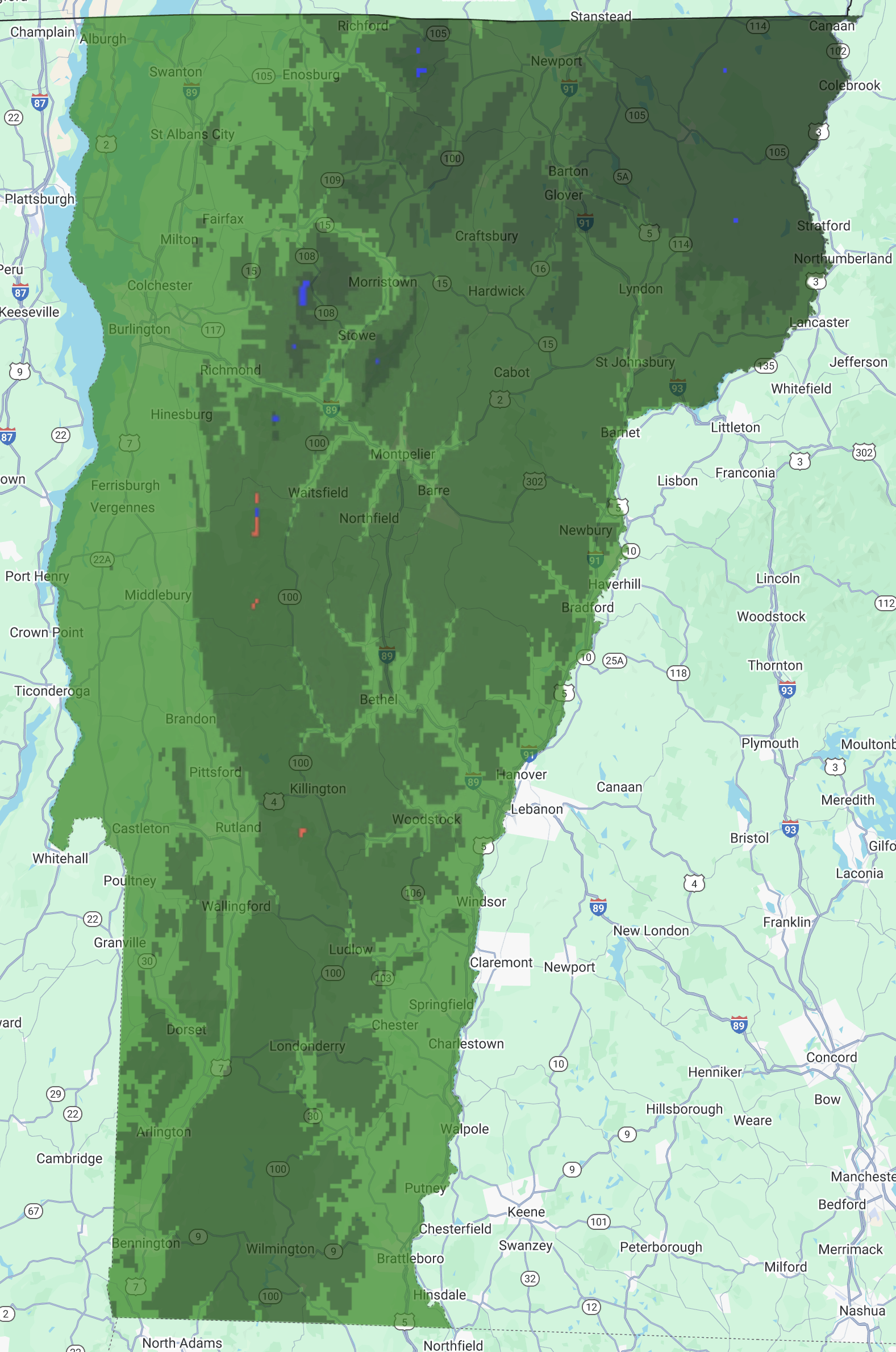 1981 - 2010 Vermont map